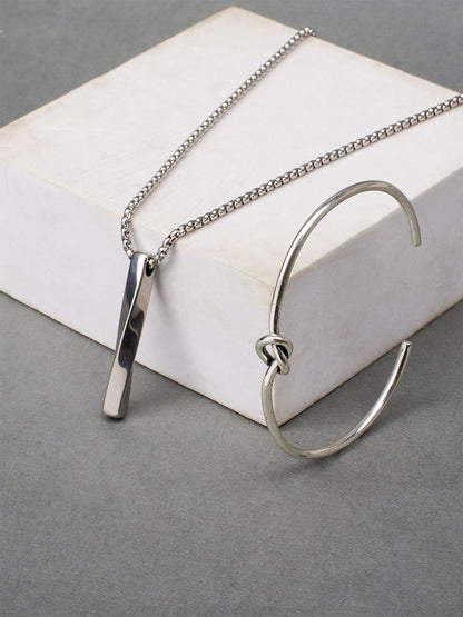 SALTY Set Of Bracelet & Necklace Collier & Subtle Knot - Pendant, Chain Jewellery Combo