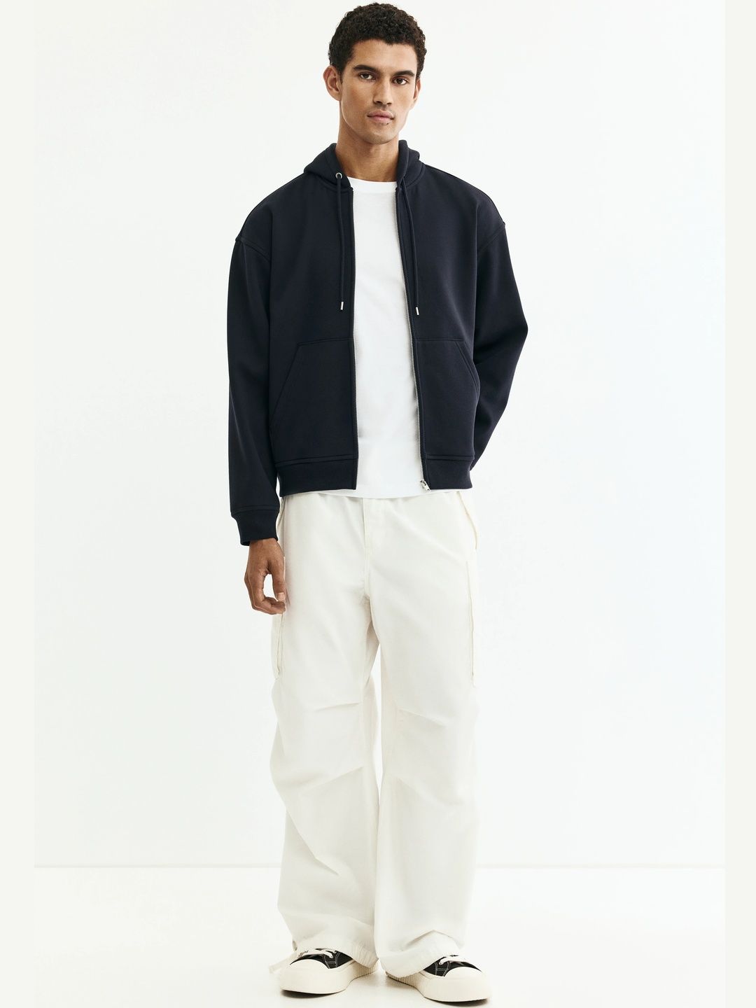 Men Loose Fit Zip-Through Hooded sweatshirt