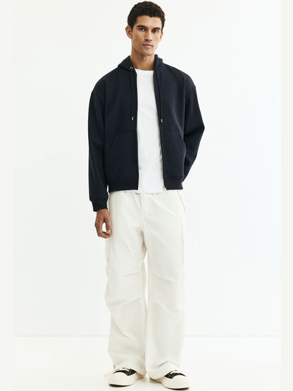 Men Loose Fit Zip-Through Hooded sweatshirt