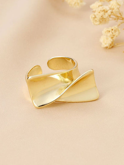 SALTY Women & Girls Gilded Statement Curve Stylish Adjustable Finger Ring