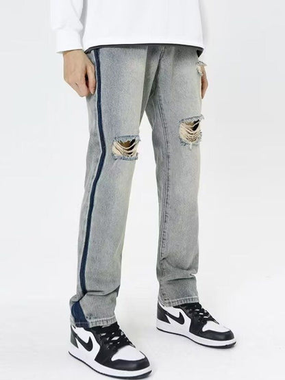 Men Regular Fit Mid-Rise Slash Knee Light Fade Jeans