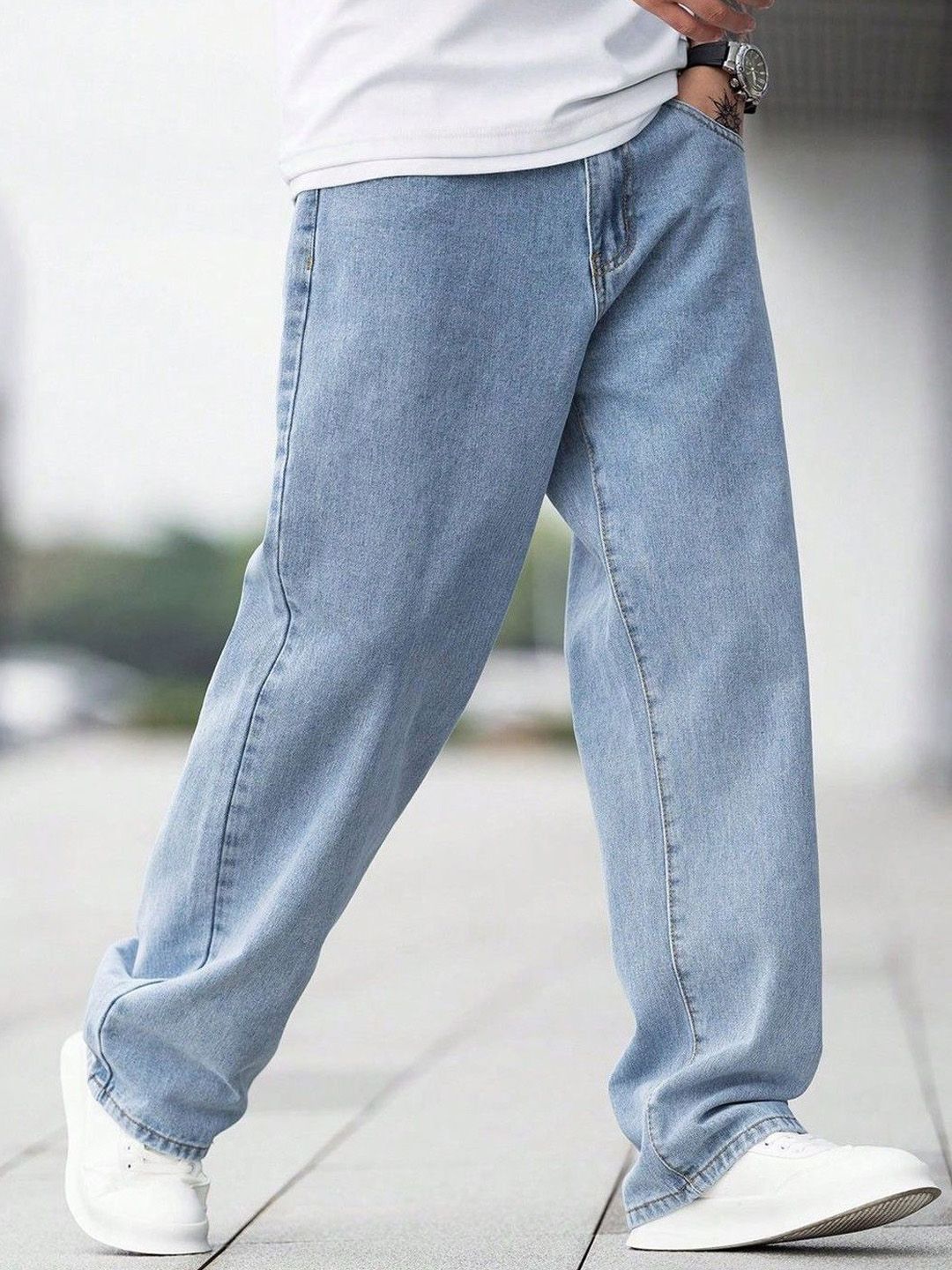 Men Baggy Mid-Rise Stretchable Jeans