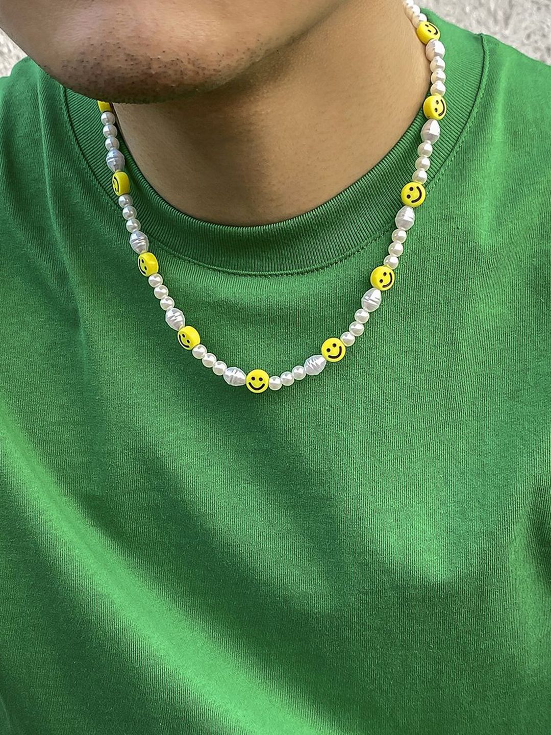 Gold-Plated Artificial Stone Baeded MInimal Necklace